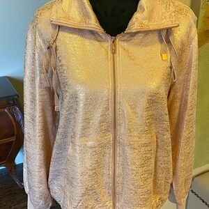 Karl Lagerfeld Shimmering Gold Zip-Up Jacket